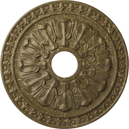 Ekena Millwork Warsaw Medallion (Canopies up to 3 1/2"), 18"OD x 3 1/2"ID x 1 3/8"P, Mississippi Mud Crackle CM18WAMMC